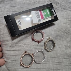 Elegant Rhinestone Watch Case Set - Rose Gold, Silver, Gold